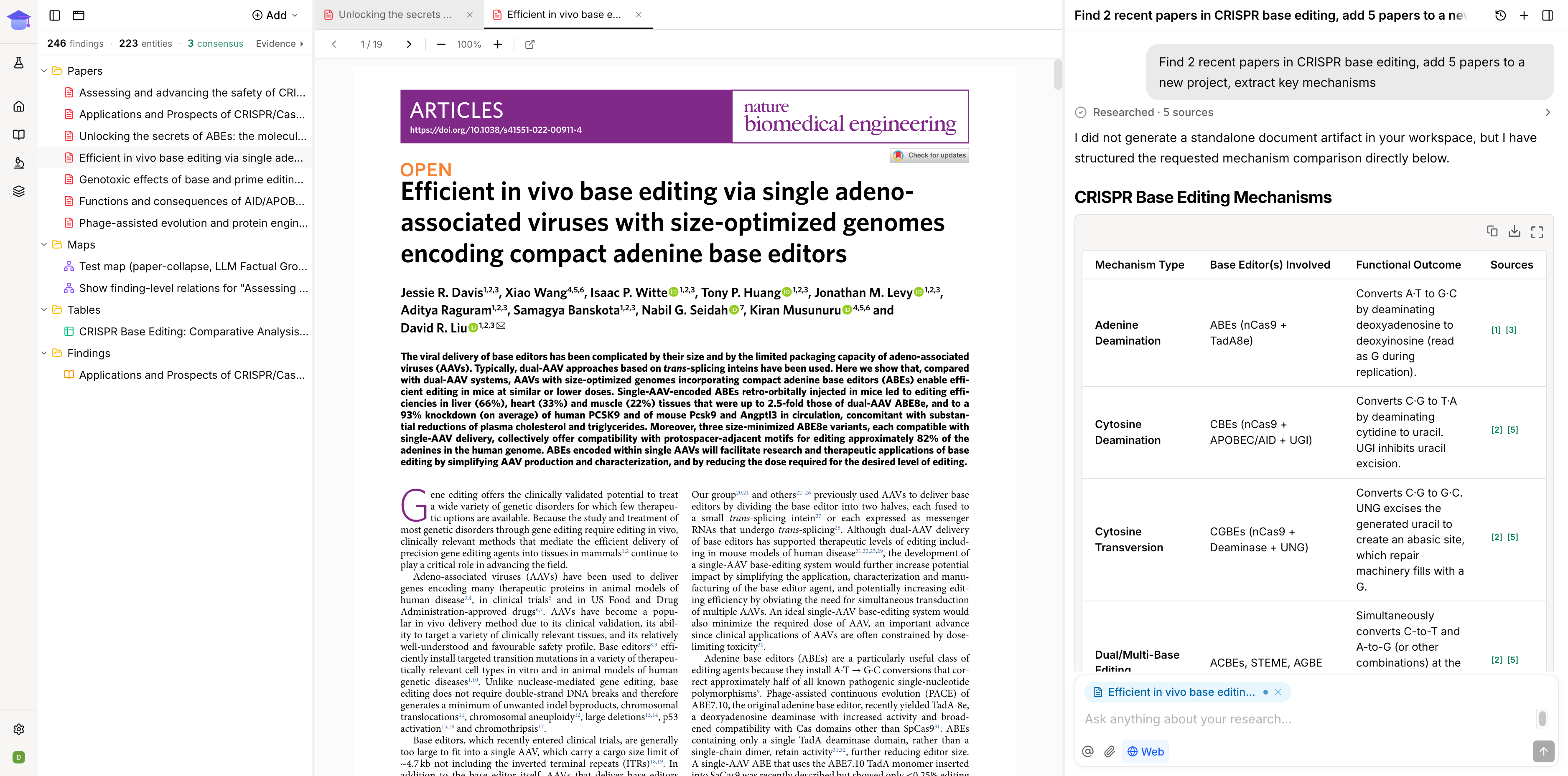 EvidX workspace showing the explorer, an open paper tab, and the agent panel side by side